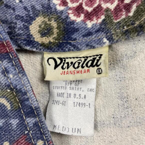 Vintage 70's Vivaldi Jeanswear Floral Paisley Denim Vest Women's M USA Made - Picture 6 of 14
